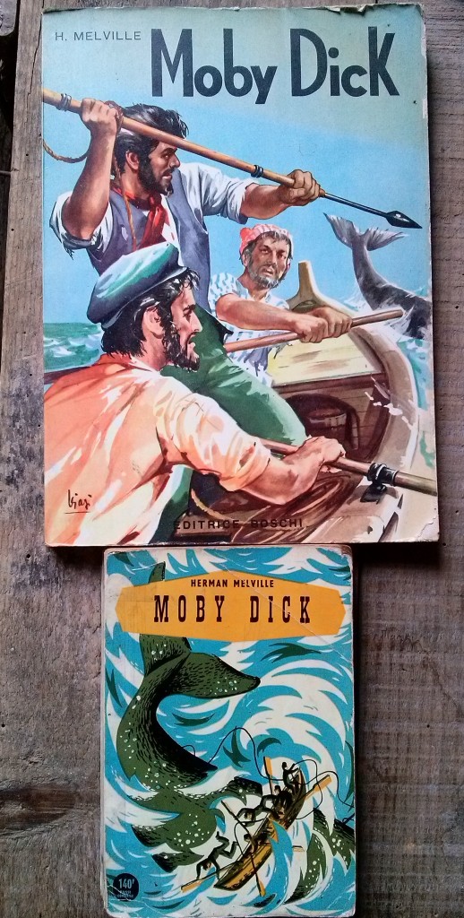 mes deux éditions de Moby Dick, illustré italien de 1963 et livre de poche français 1953